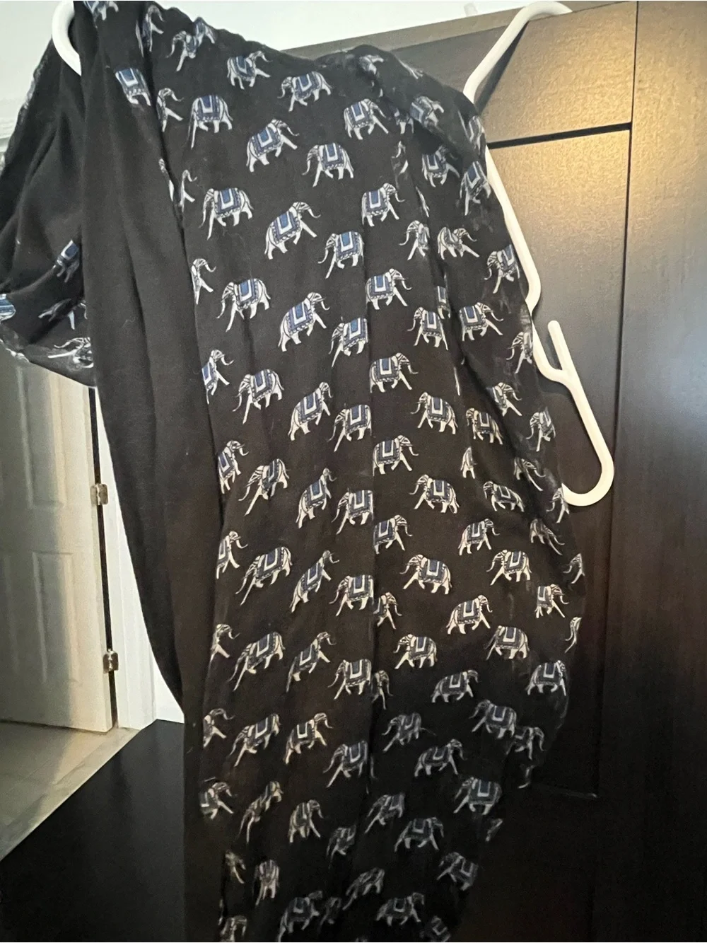 Black Elephant Print Scarf